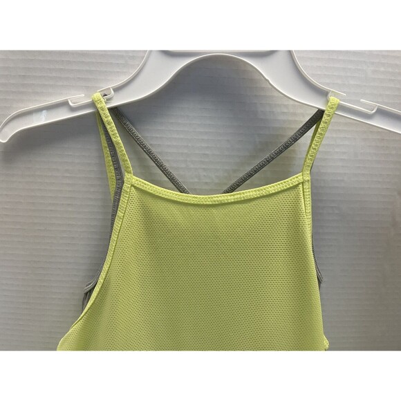New Ideology Girls Layered Look Active Tank Yellow Over Gray Size M 10/12 - Picture 3 of 7